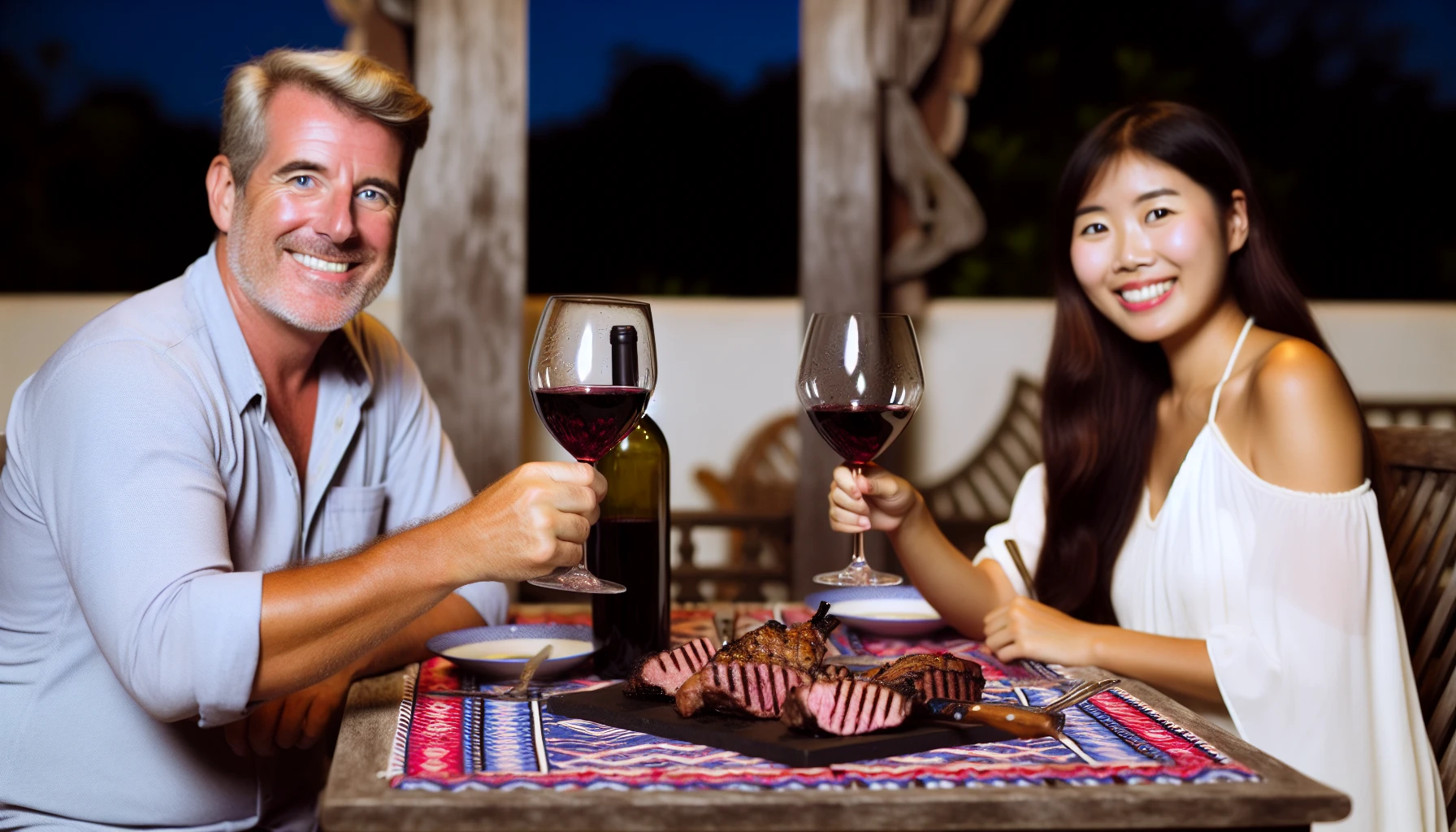 Chilled red wine paired with grilled meats