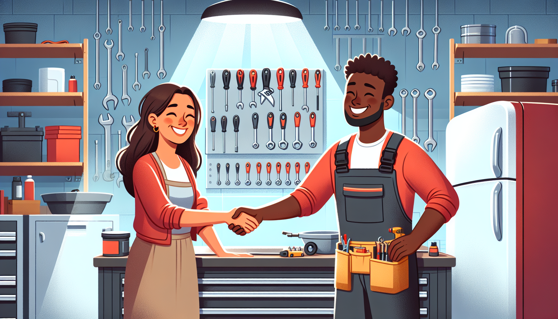 A satisfied customer receiving appliance repair service.