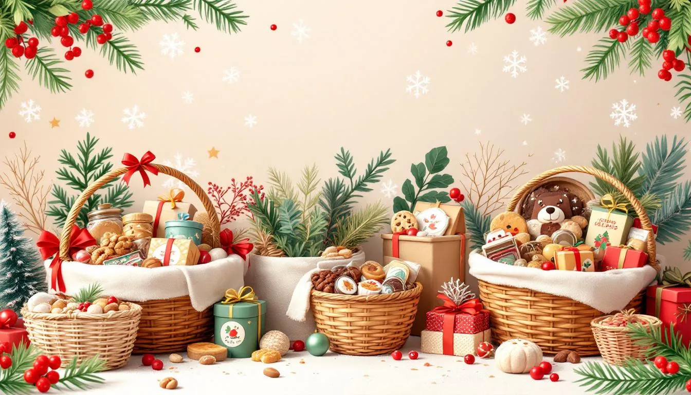 Popular Christmas gift basket themes displayed together.