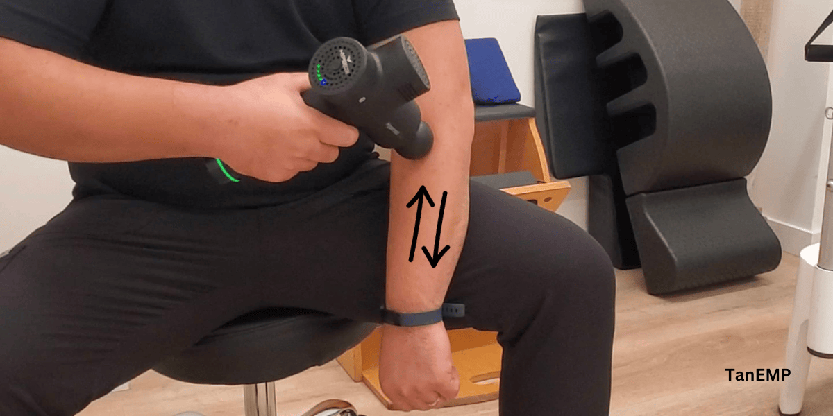 how to use a massage gun on forearm