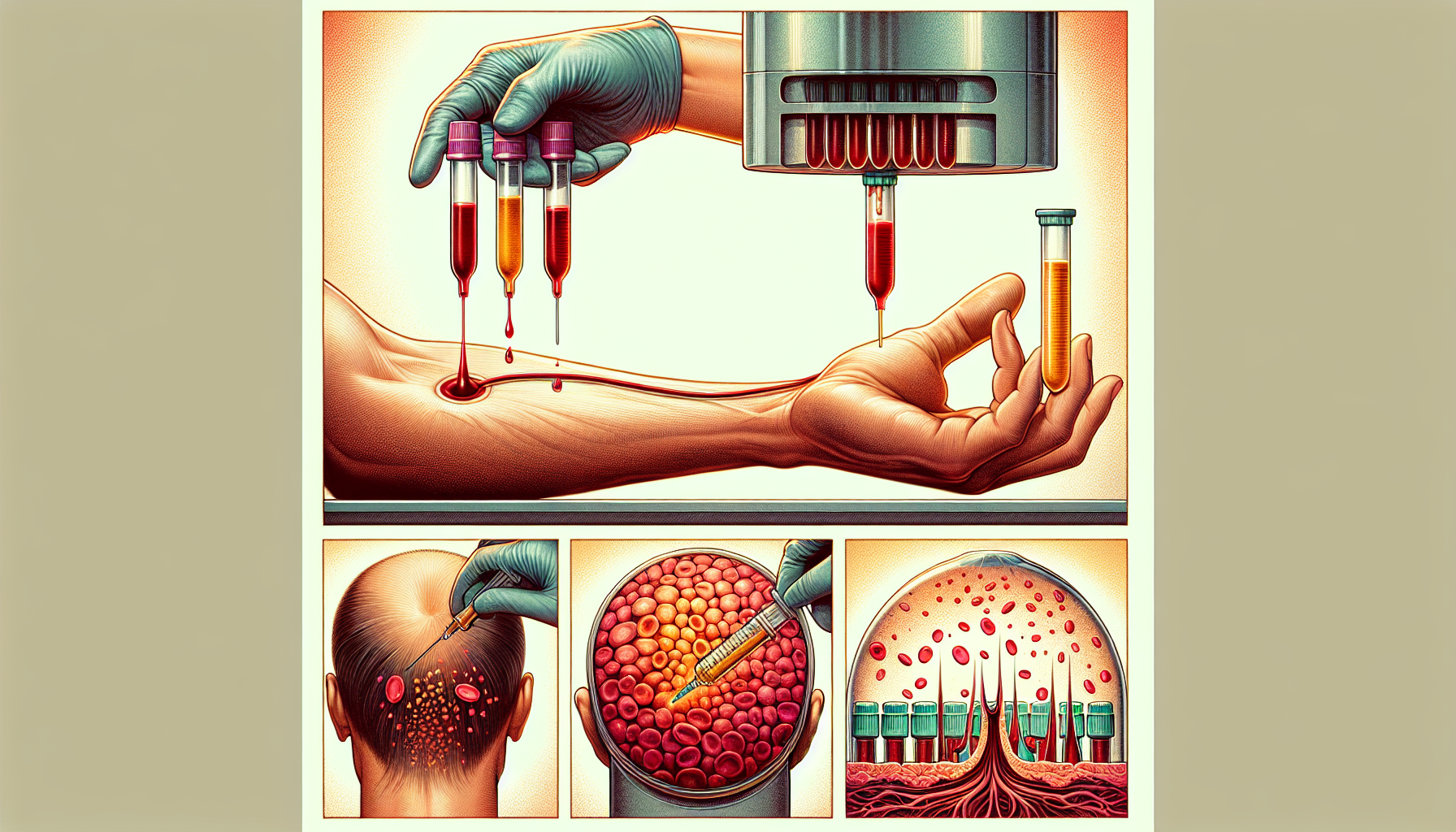 Illustration of platelet-rich plasma (PRP) treatment for hair loss