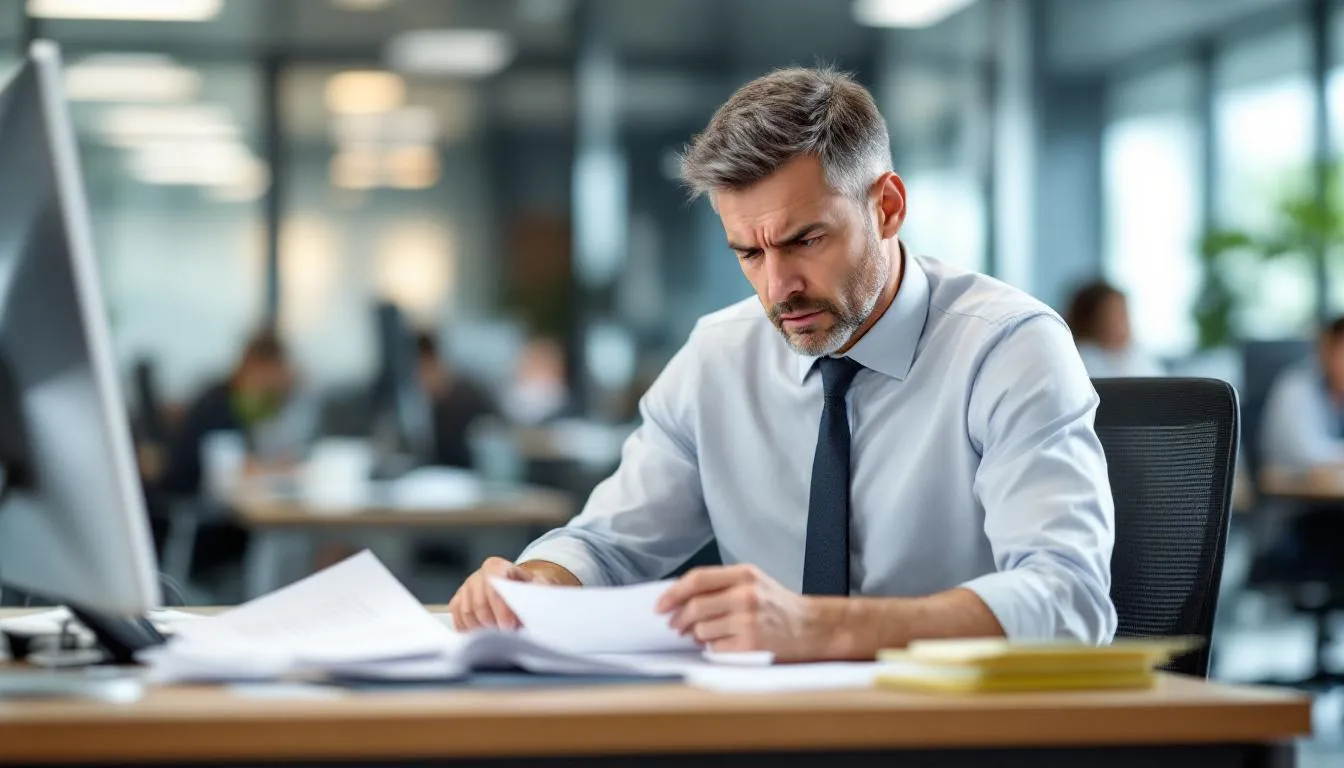 A frustrated worker reviewing a denied workers compensation claim letter.