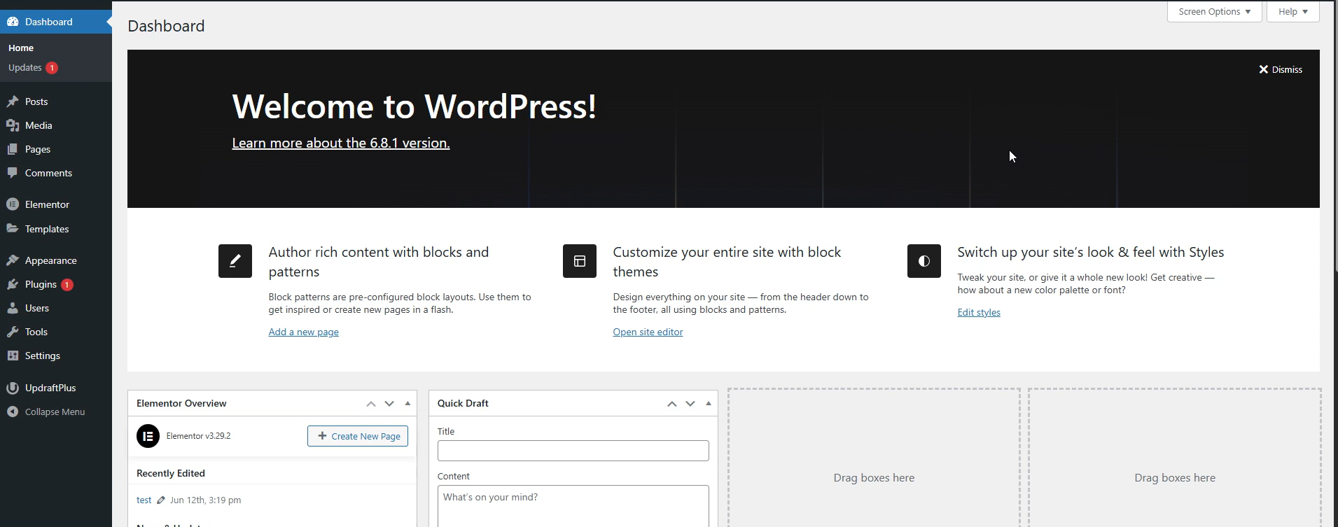 What are WordPress plugins - opening the WordPress dashboard