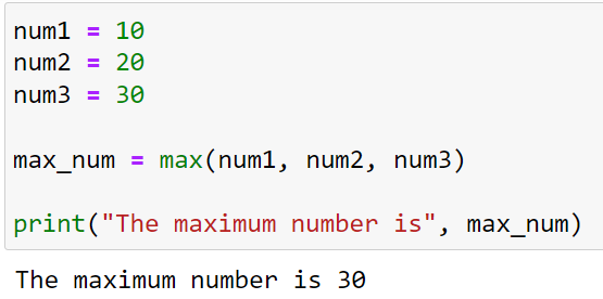 Using max() with numbers