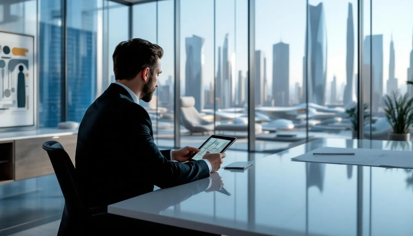 An architect reviewing essential qualifications and skills needed in Dubai.