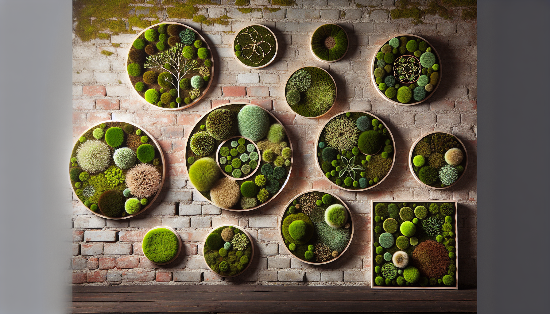 Various moss wall art designs including preserved moss and live moss