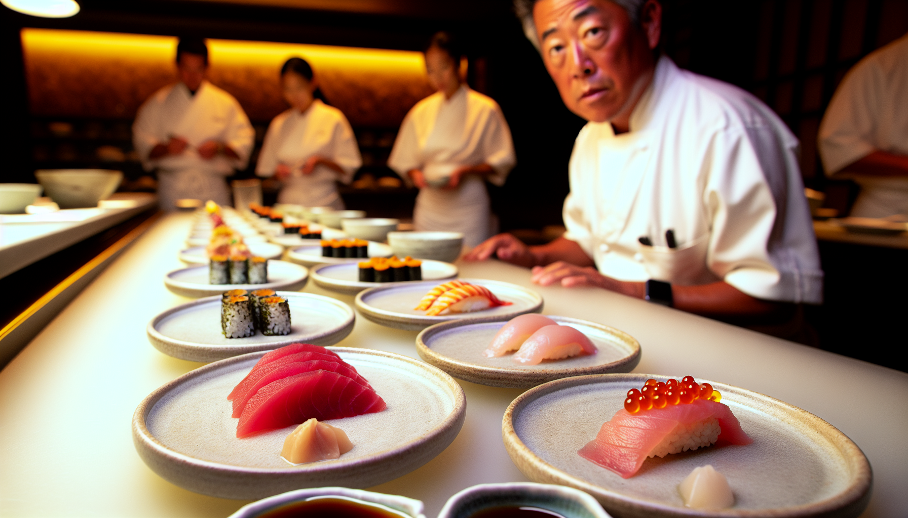 Exquisite omakase dining experience with beautifully plated dishes