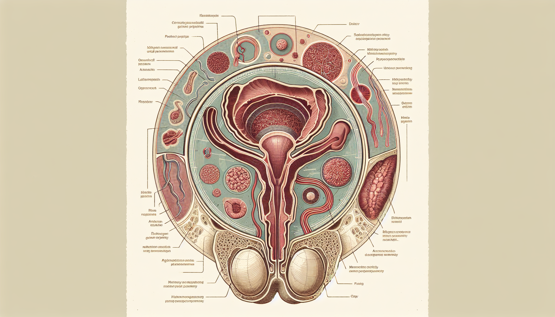Illustratie van een anatomische tekening van de mannelijke geslachtsorganen