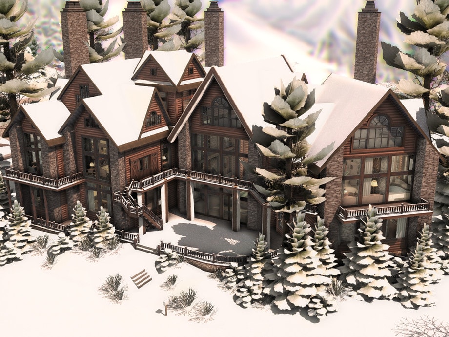 Winter Log Mansion