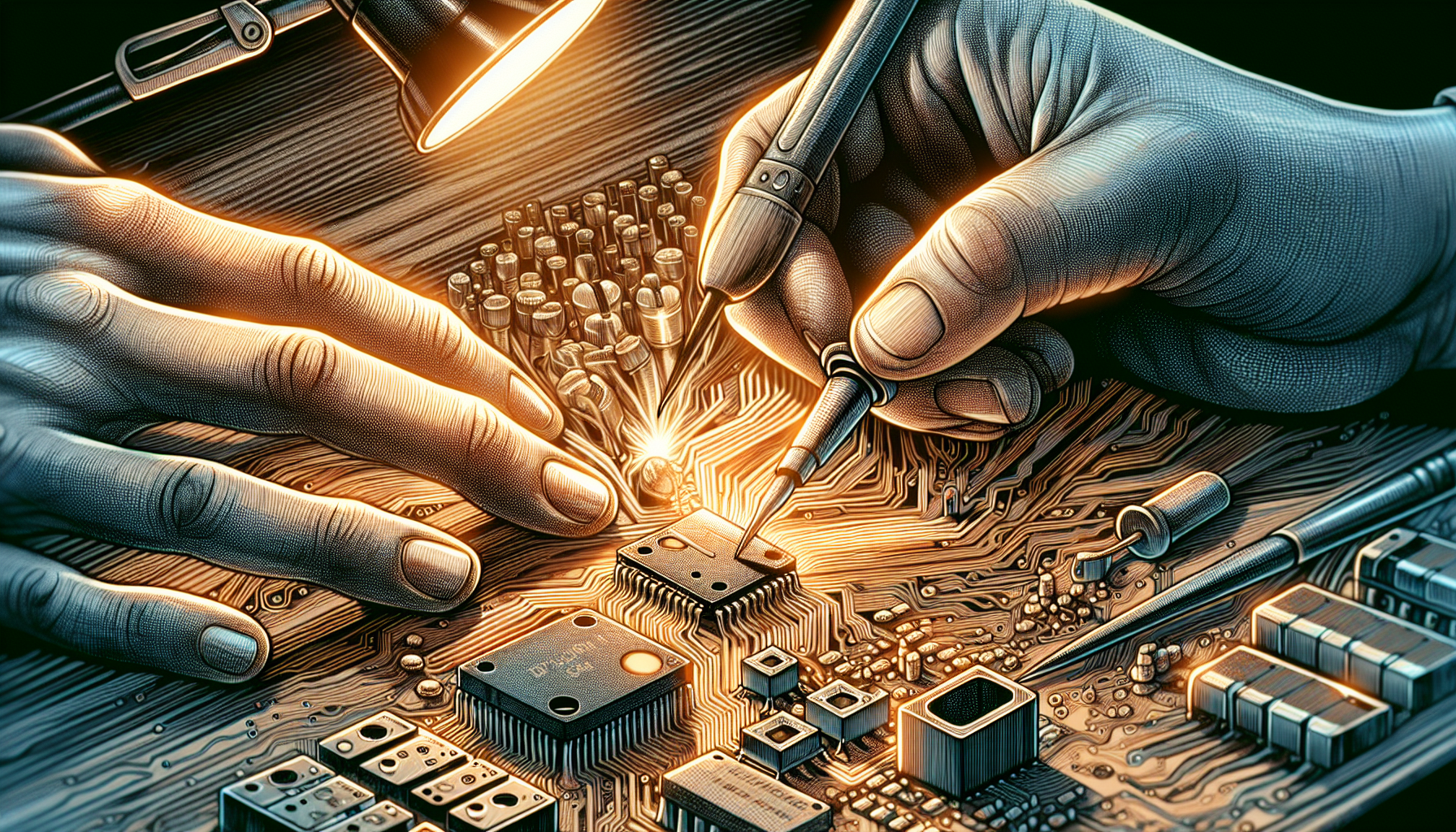 Illustration of soldering through hole components