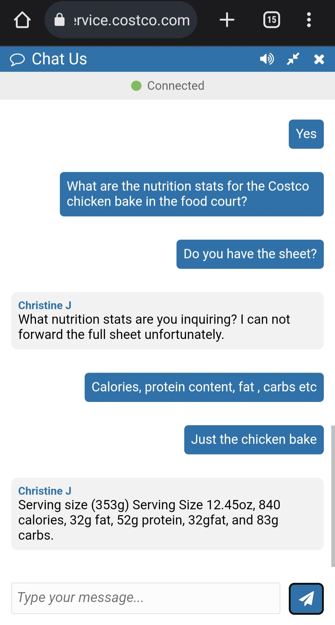 Costco Chicken Bake Macros