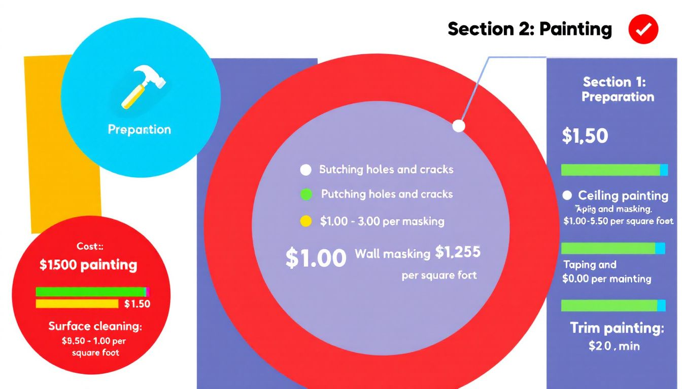 A breakdown of labor costs for handyman services related to painting.