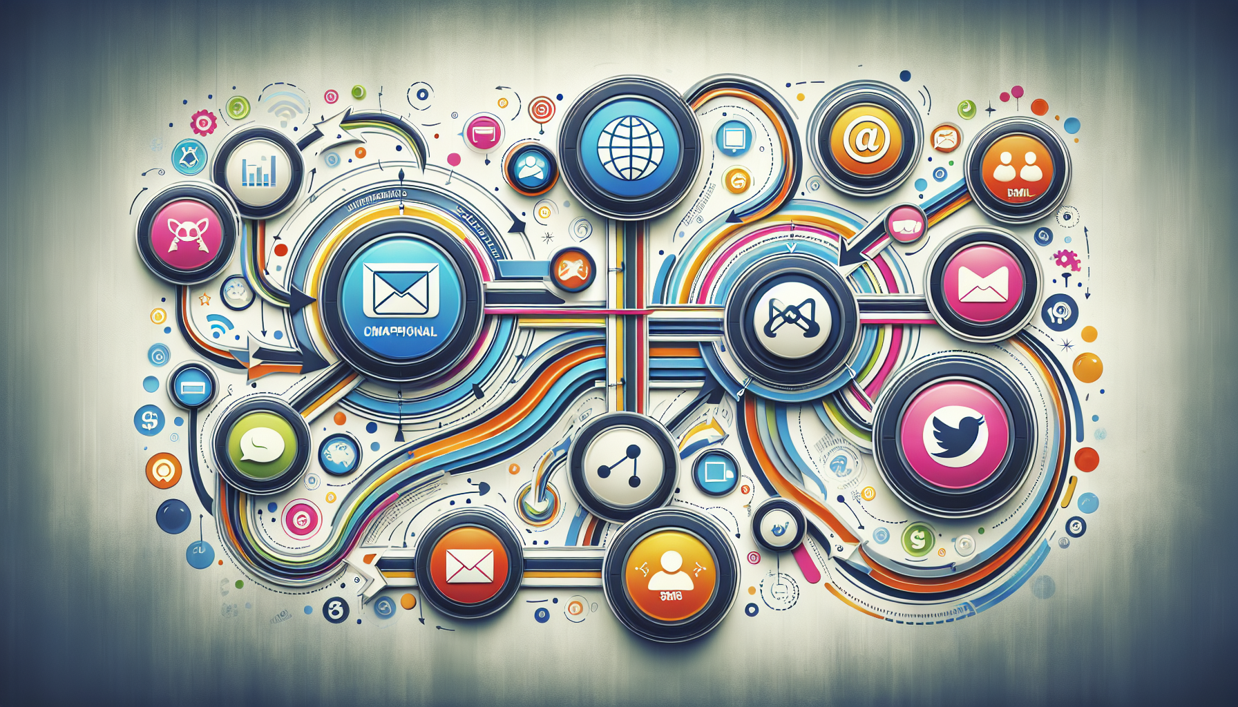 A diagram illustrating multi-channel nurturing campaigns in B2B marketing.