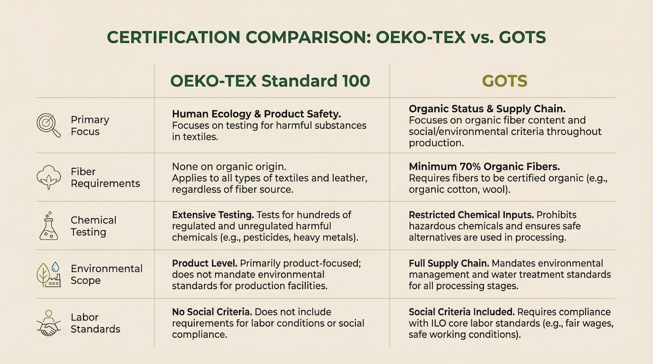 oeko tex vs gots certification comparison