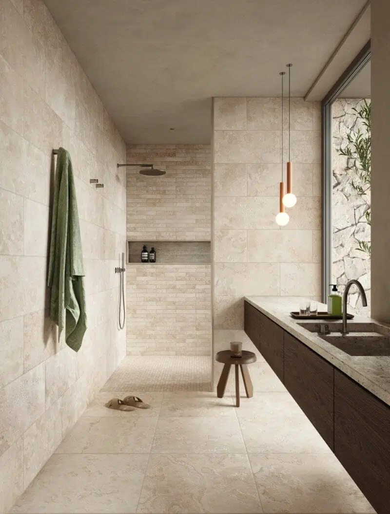 Image: Echoes Cream Light Travertine-Effect Tiles by Edimax-Astor Tiles at EMC Tiles