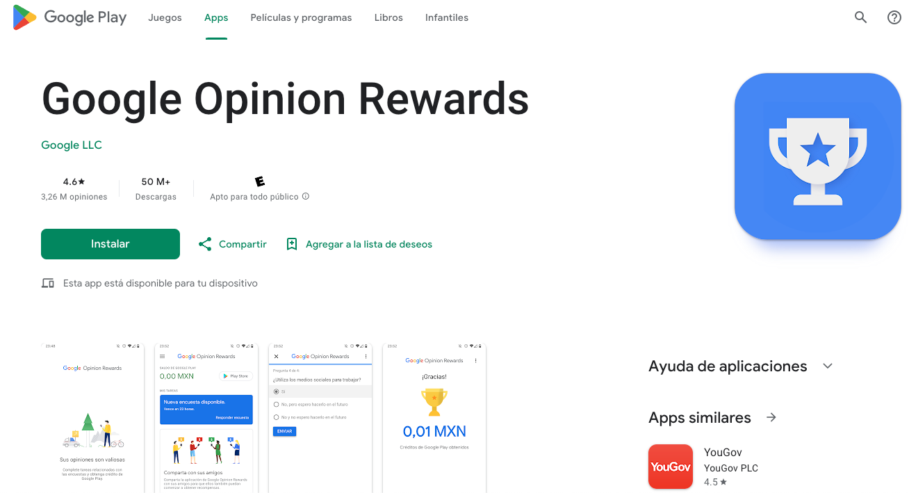 Esta app está disponible para google play