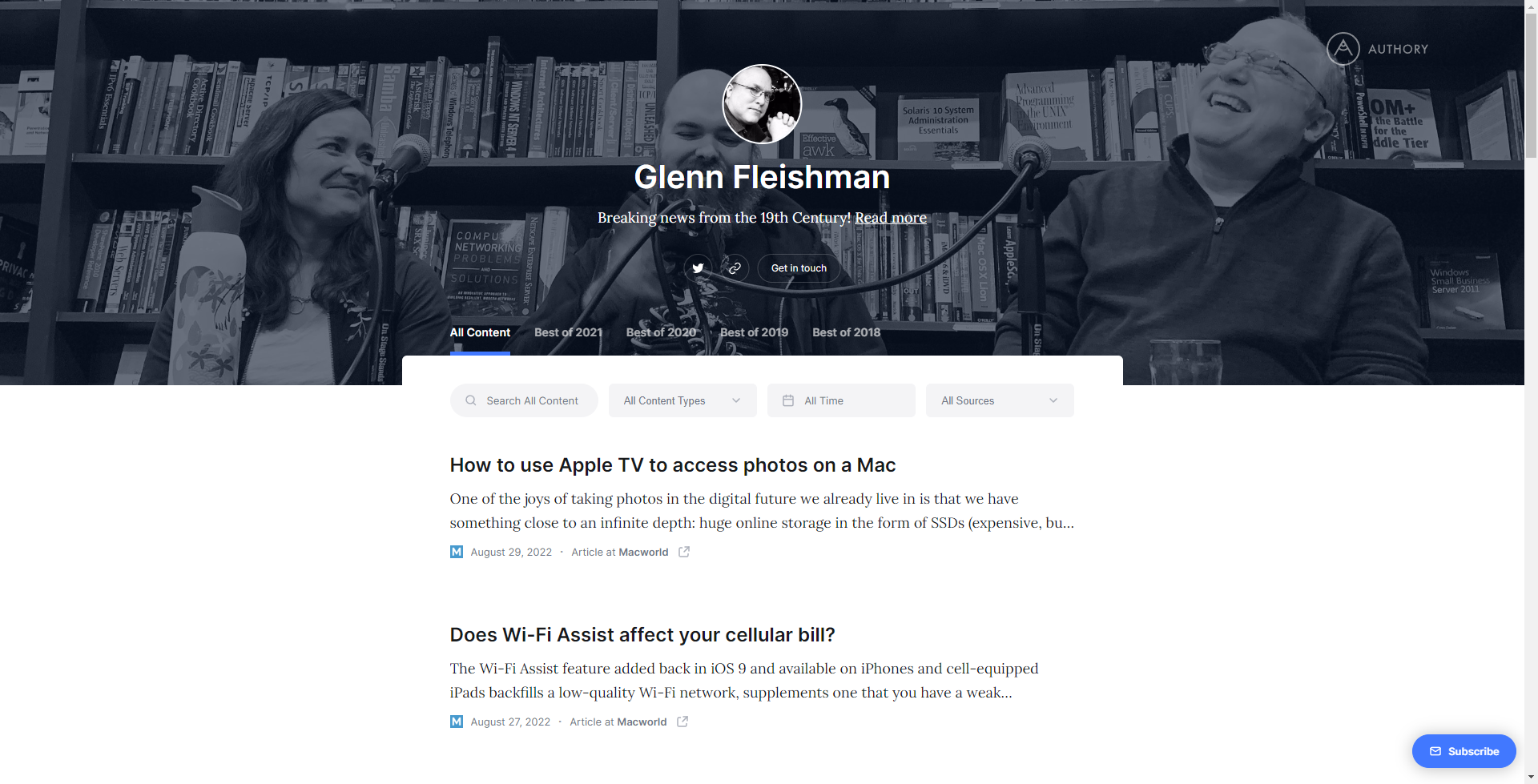Glenn Fleishman's online portfolio on Authory