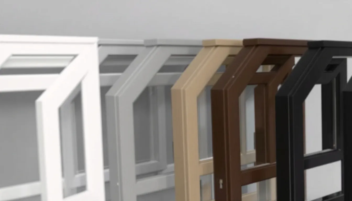 De afbeelding toont verschillende kleuropties voor dakkapel kozijnen, waaronder kunststof, aluminium en houten varianten. Elk kozijn heeft een unieke afwerking, waardoor ze geschikt zijn voor zowel nieuwe als bestaande dakkapellen.
