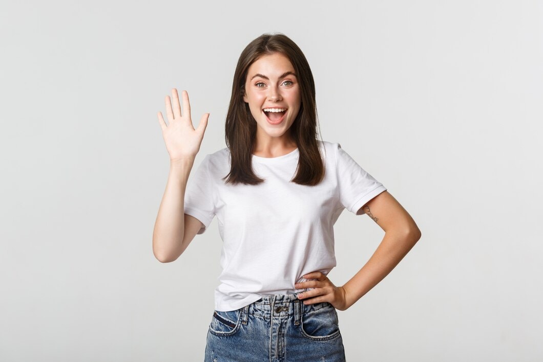 Woman waving