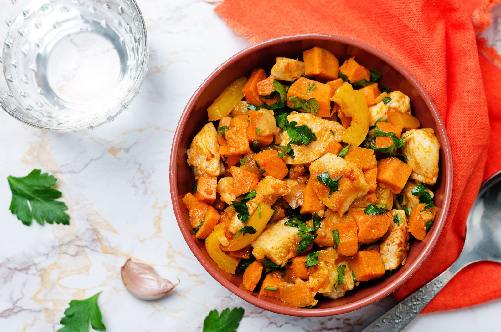 Sweet potatoes in a healthy meal for pregnant women.