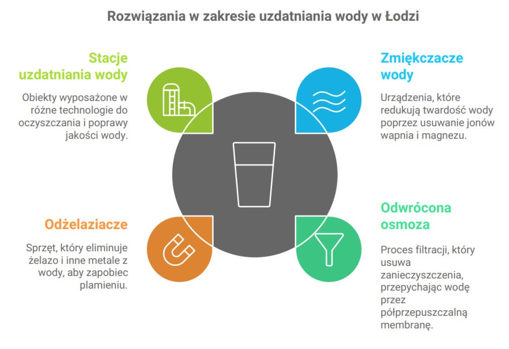 Infografika z przedstawieniem możliwości uzdatniania wody w łodzi