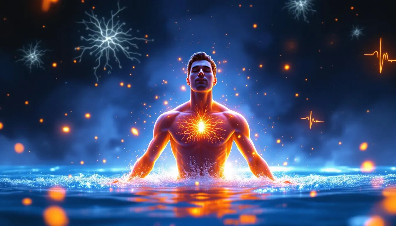 A person experiencing cold water immersion, showcasing the effects of cold plunges on the body.