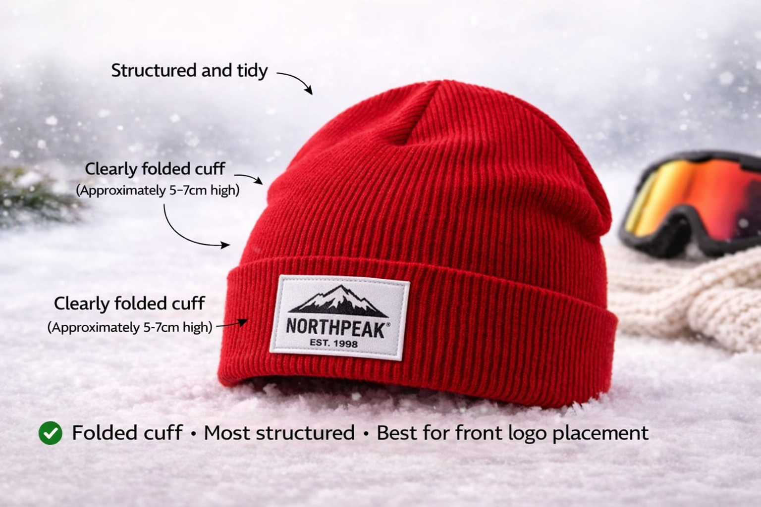 Cuffed red beanie