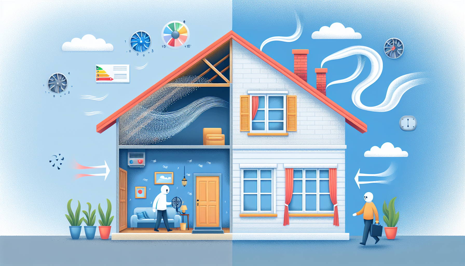 Illustration of improved energy efficiency and indoor air quality