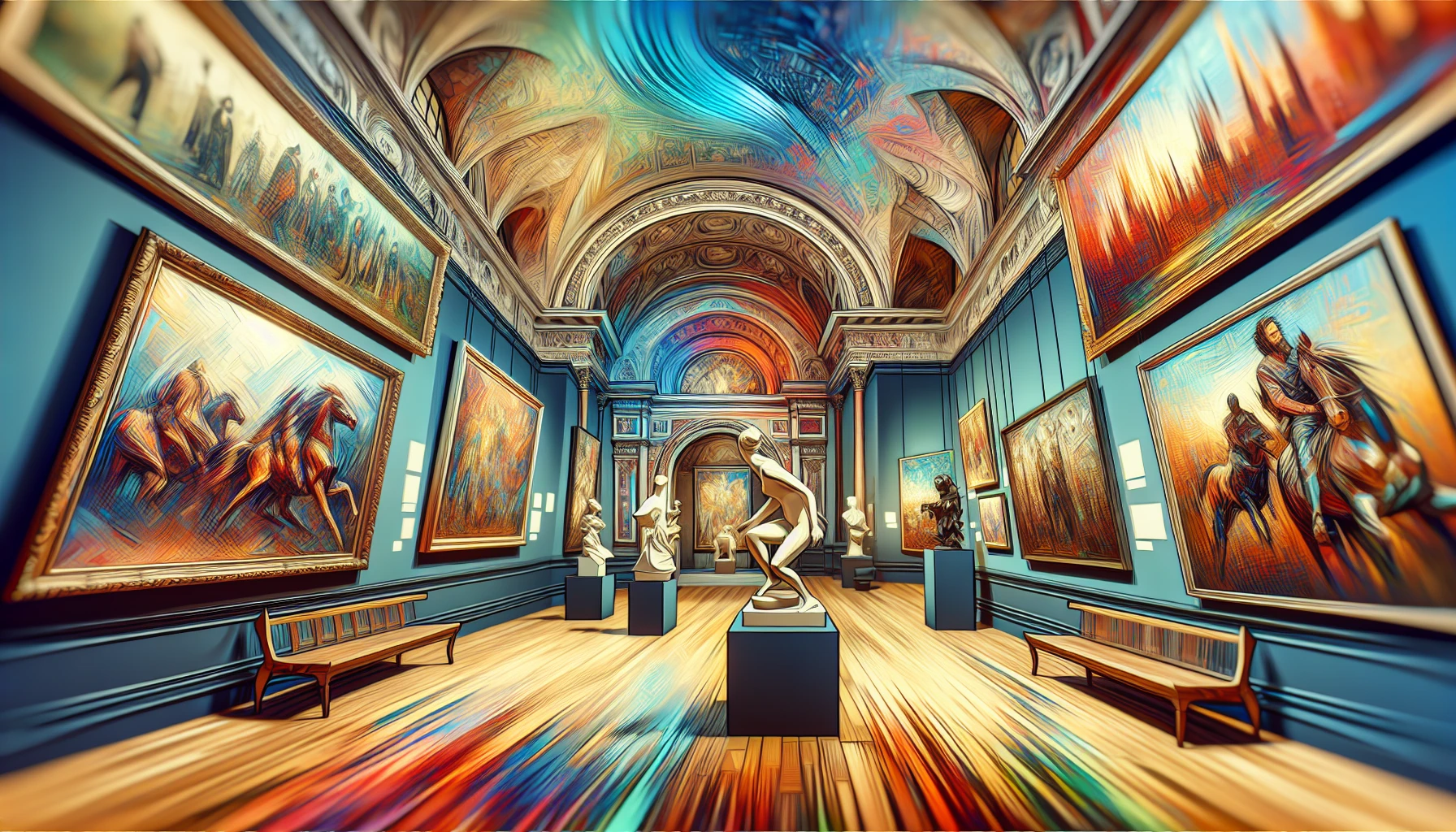 Art investment landscape with diverse artworks representing various art styles and periods