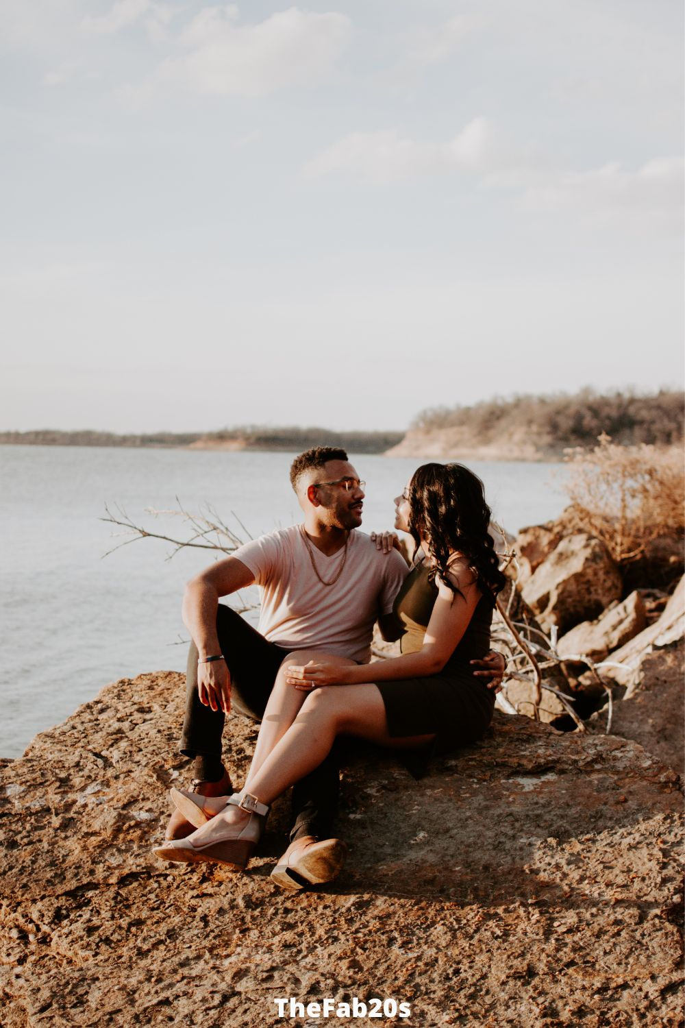 Couple having a cute moment outside 