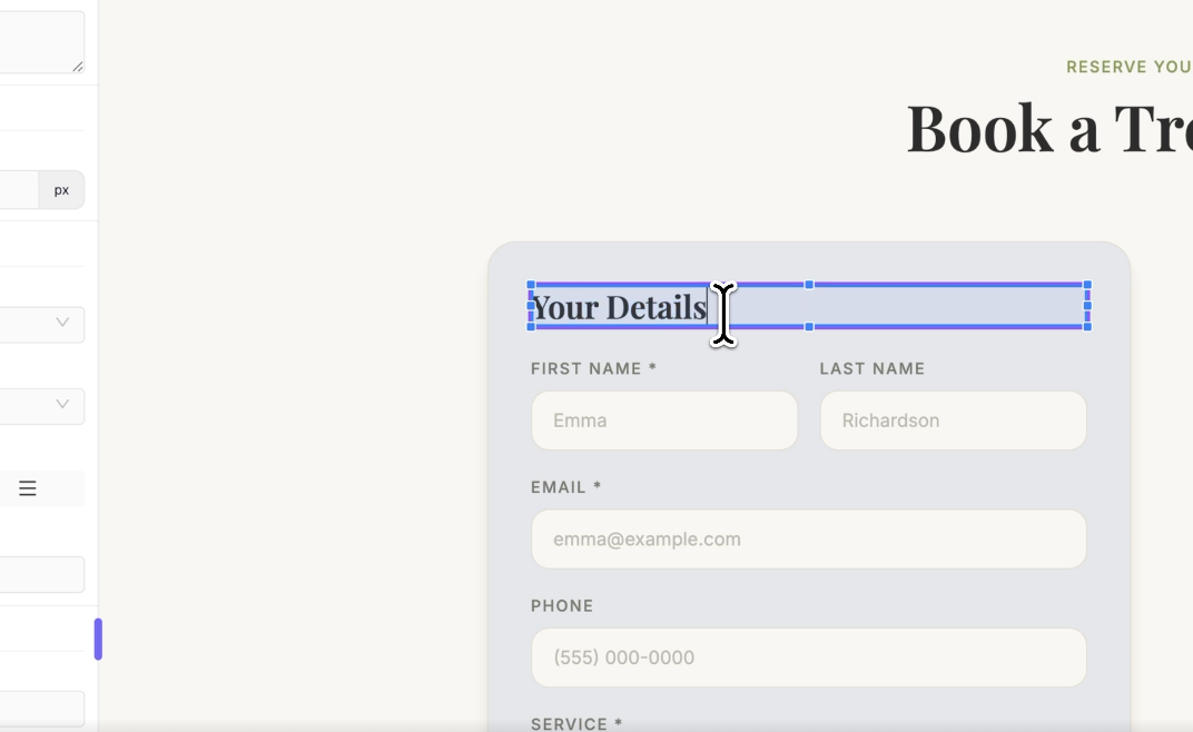 Image showing a user clicking on a text block and easily performing rich text editing which simplifies the app and content creation process
