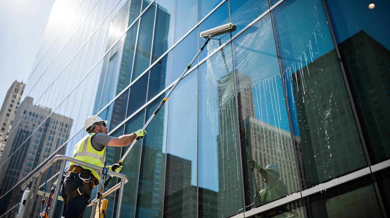 Professional window cleaning in downtown Chicago
