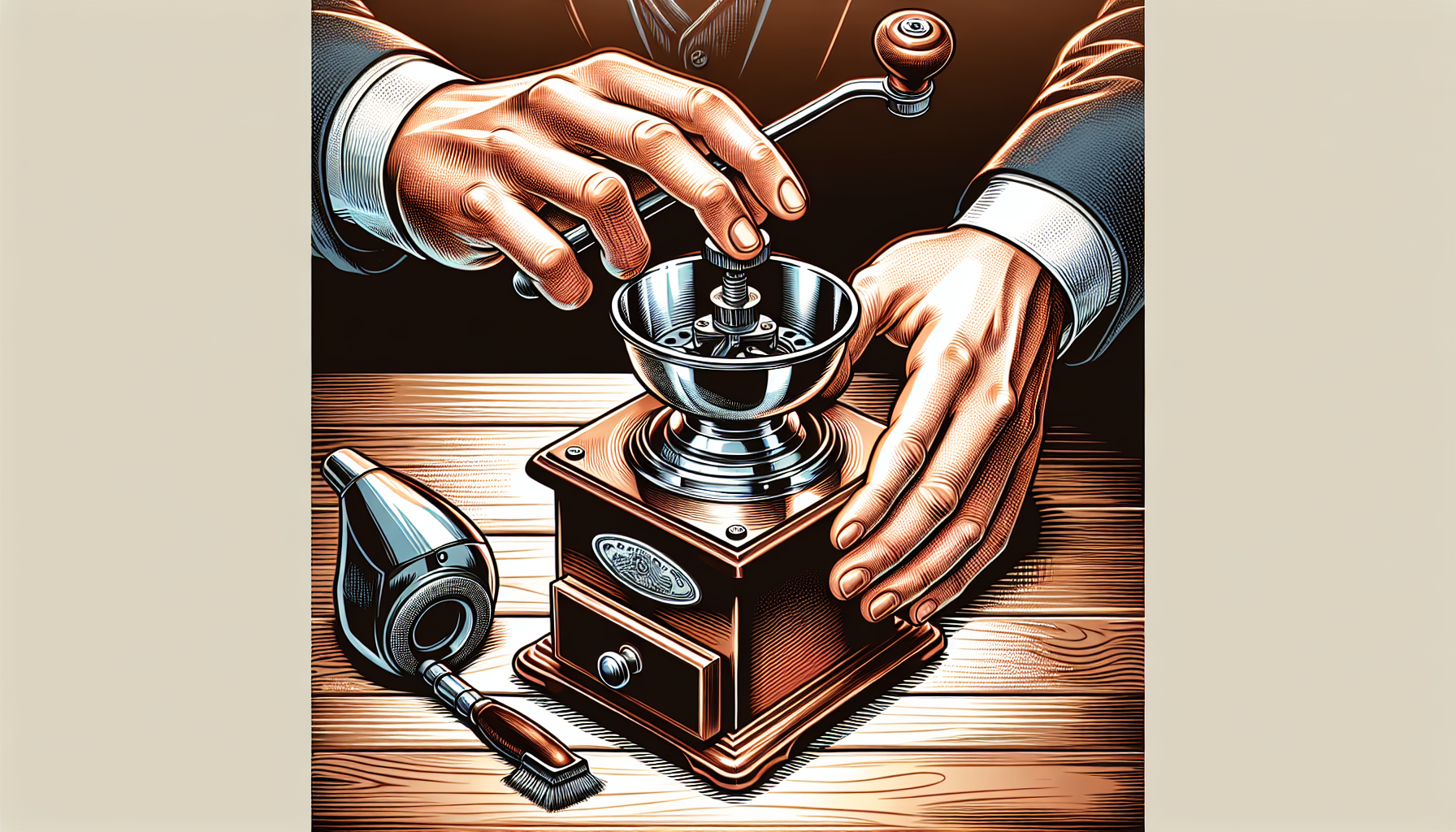 Illustration of espresso grinder maintenance