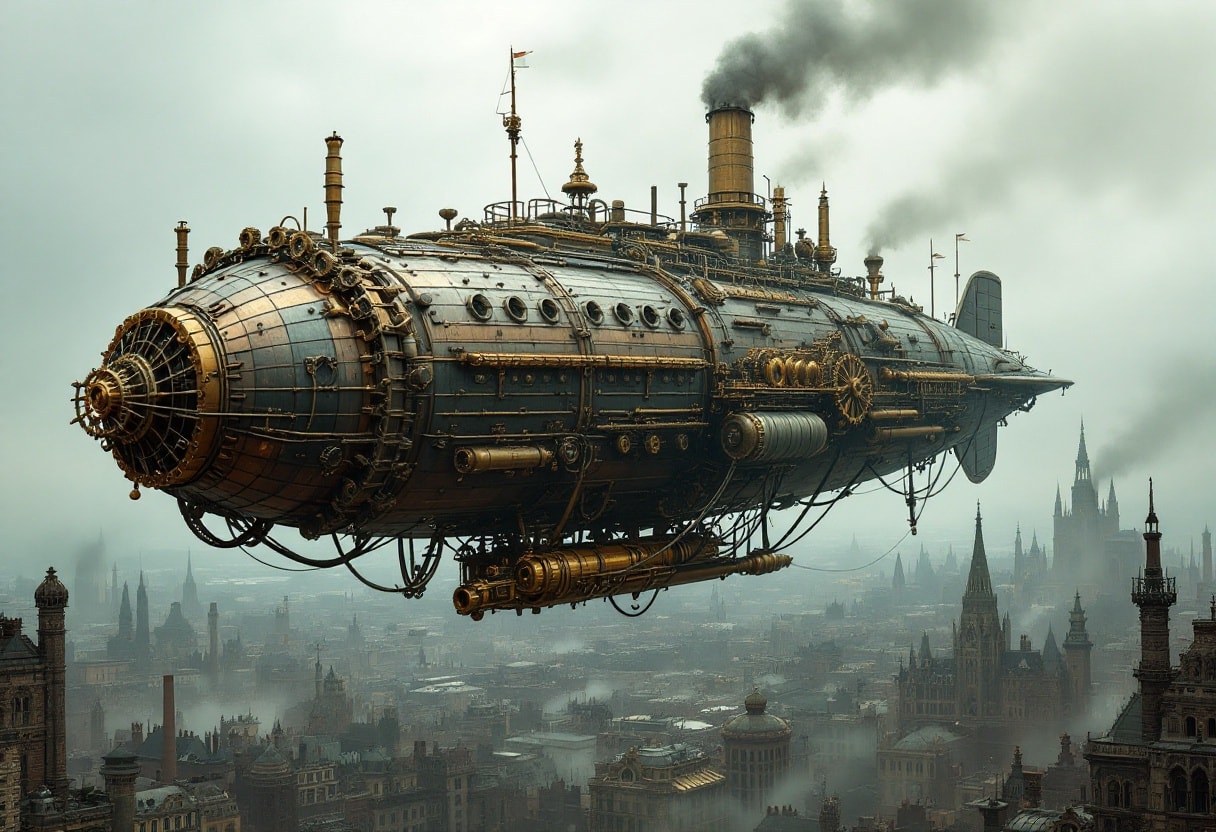 A steampunk-style airship