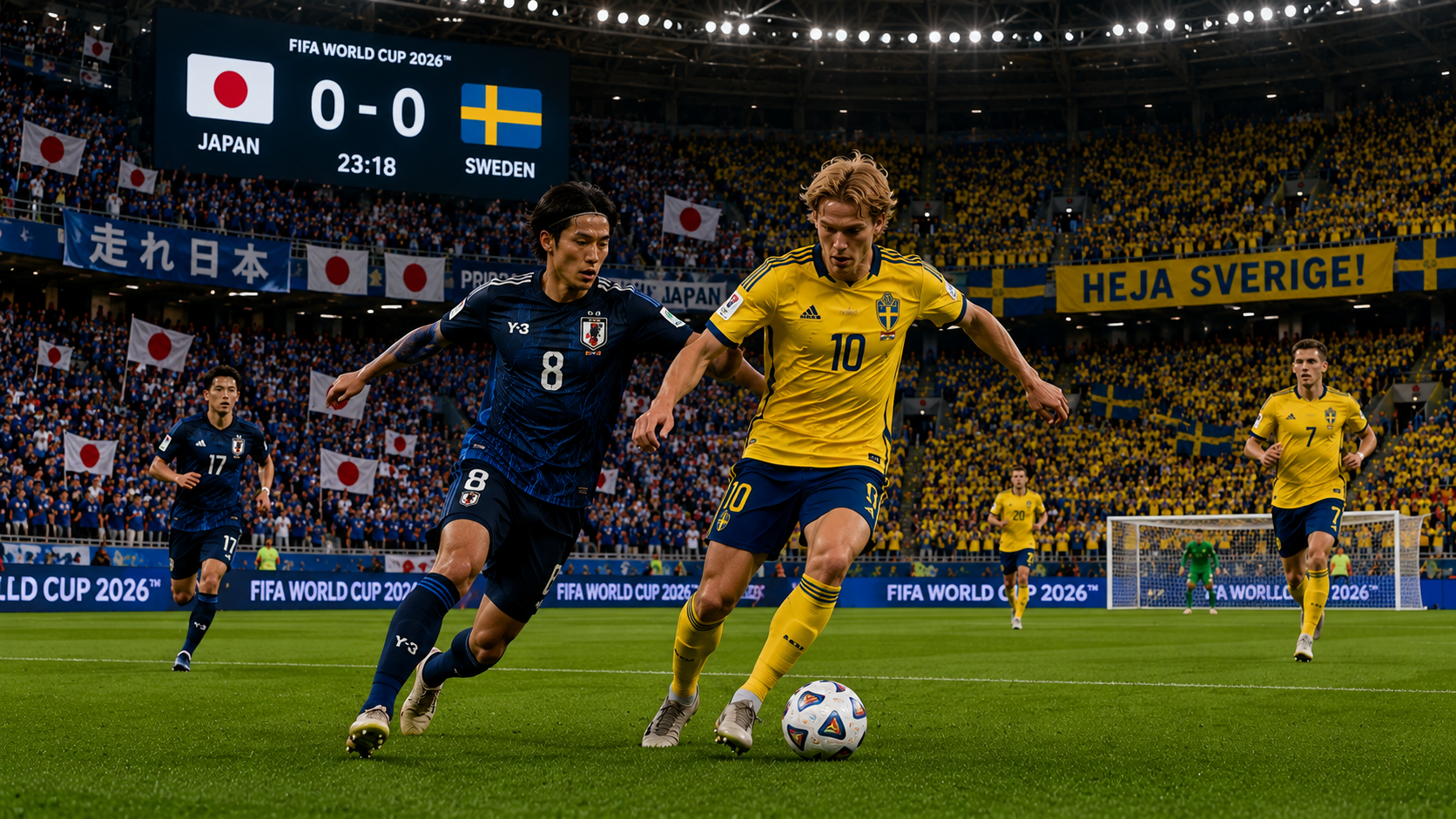 Japan och Sverige spelar gruppspelsmatch i fotbolls VM 2026.