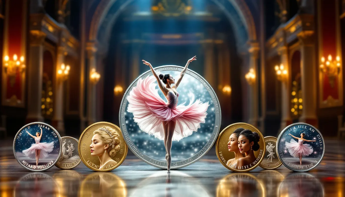 Coins featuring famous ballet dancers from around the world.