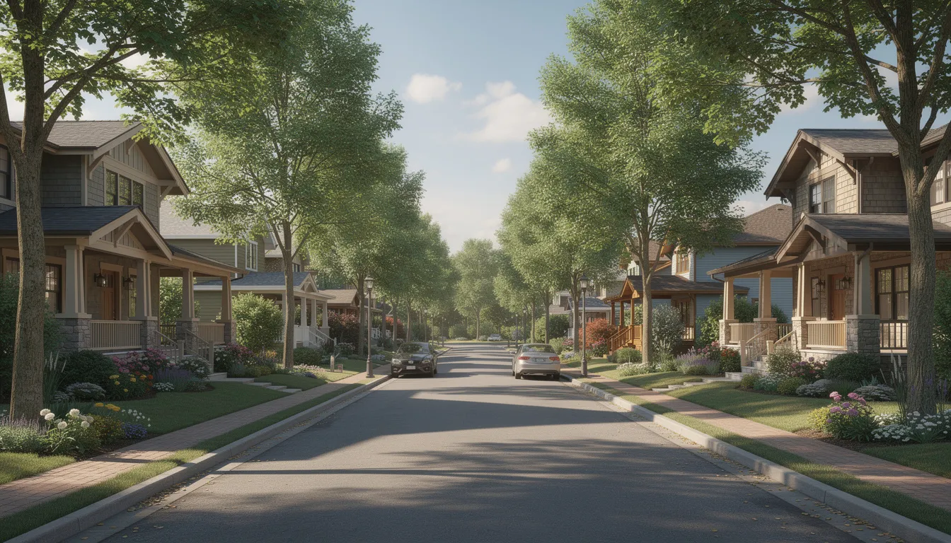 Relocating To Columbia, Mo: What To Know Before You Move 2 The Image Depicts A Charming Tree-Lined Residential Street Featuring Craftsman-Style Homes With Inviting Front Porches And Well-Maintained Landscaping, Typical Of Neighborhoods In Columbia, Missouri. This Picturesque Setting Is Ideal For Families And Residents Who Appreciate Outdoor Activities And Community Life In A Vibrant College Town.