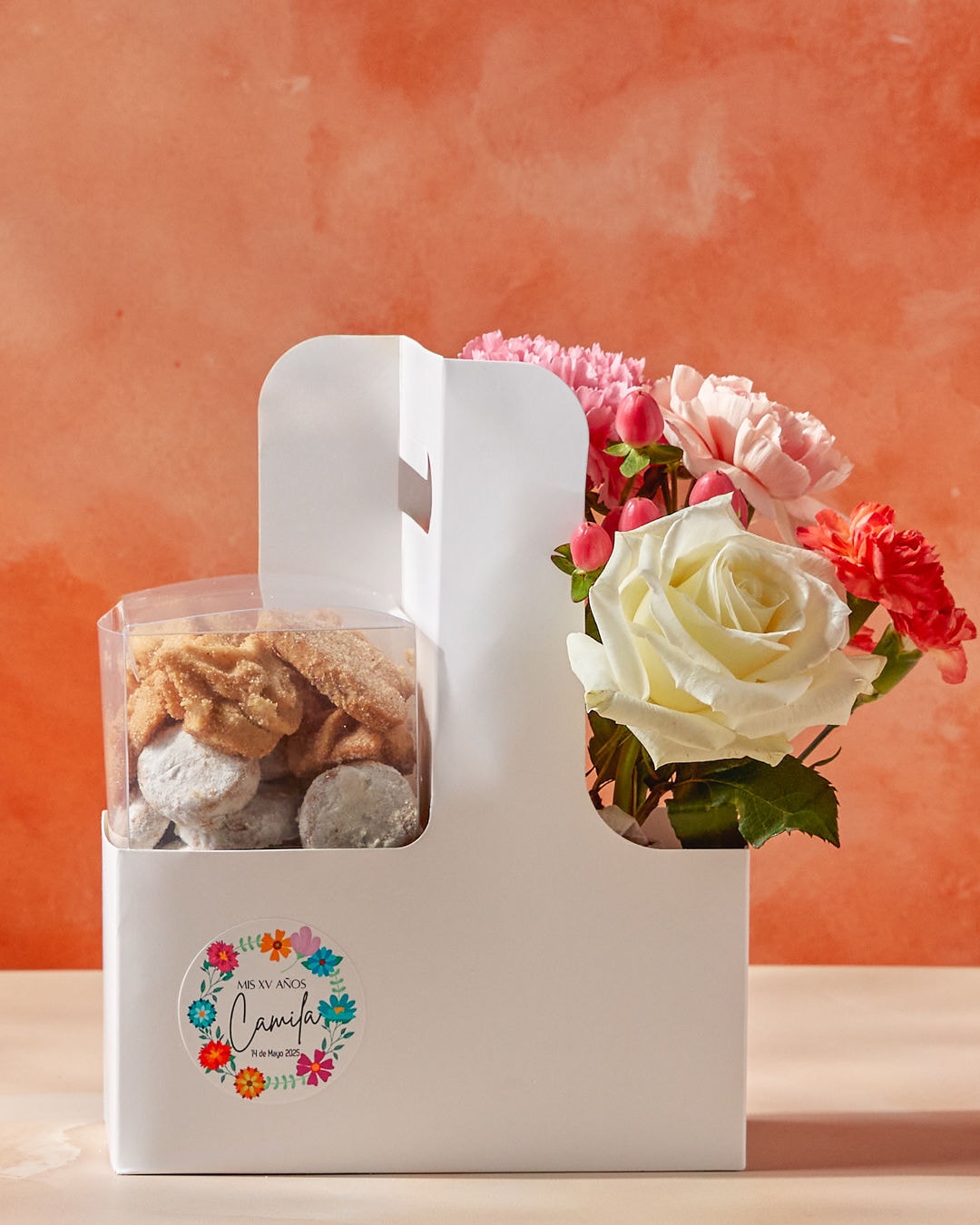 Cookies with a coffee carrier for your bridesmaids or damas