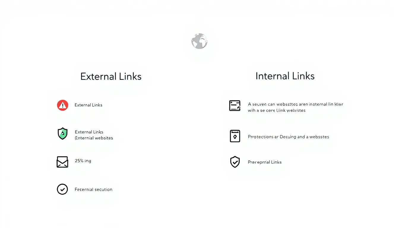 A chart comparing external links and internal links with visual indicators for security.