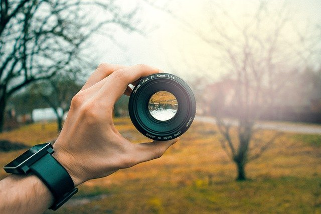 Camera lens with aperture wide open.
