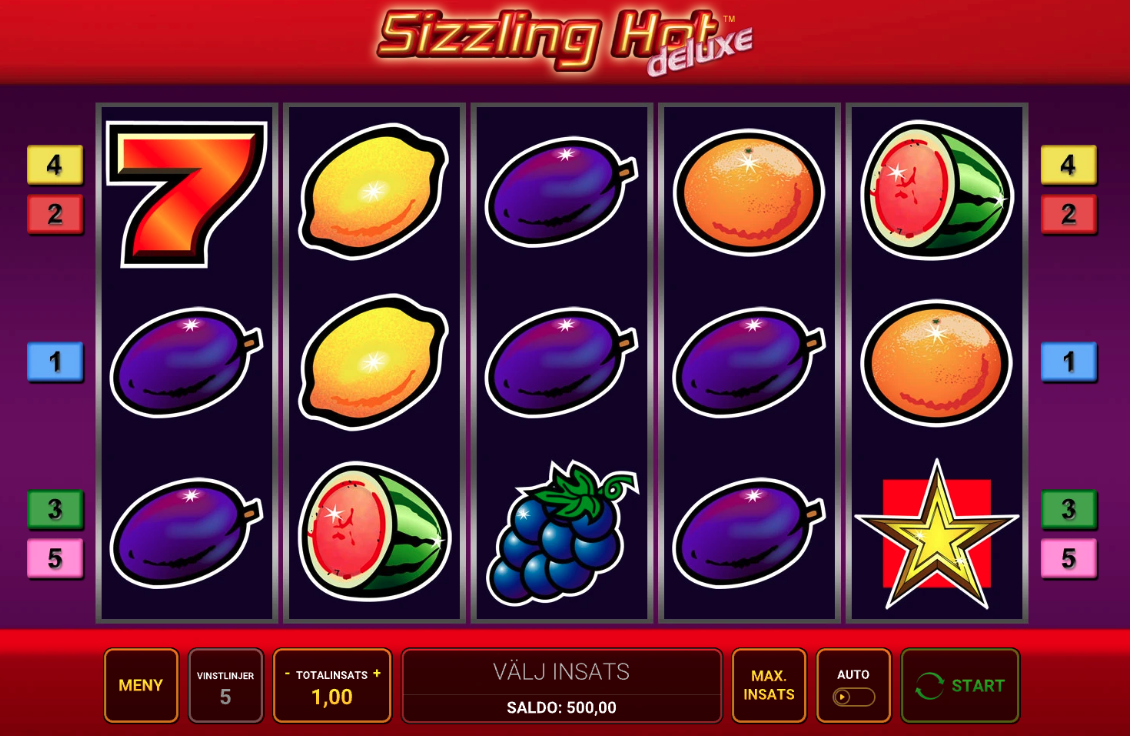 Sizzling Hot slot – klassisk spelautomat med tre hjul, symboler och vinstlinjer där spelare snurrar för vinster online casino.