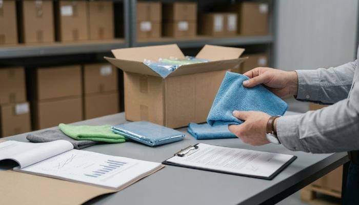 Testing of different microfiber clothes samples