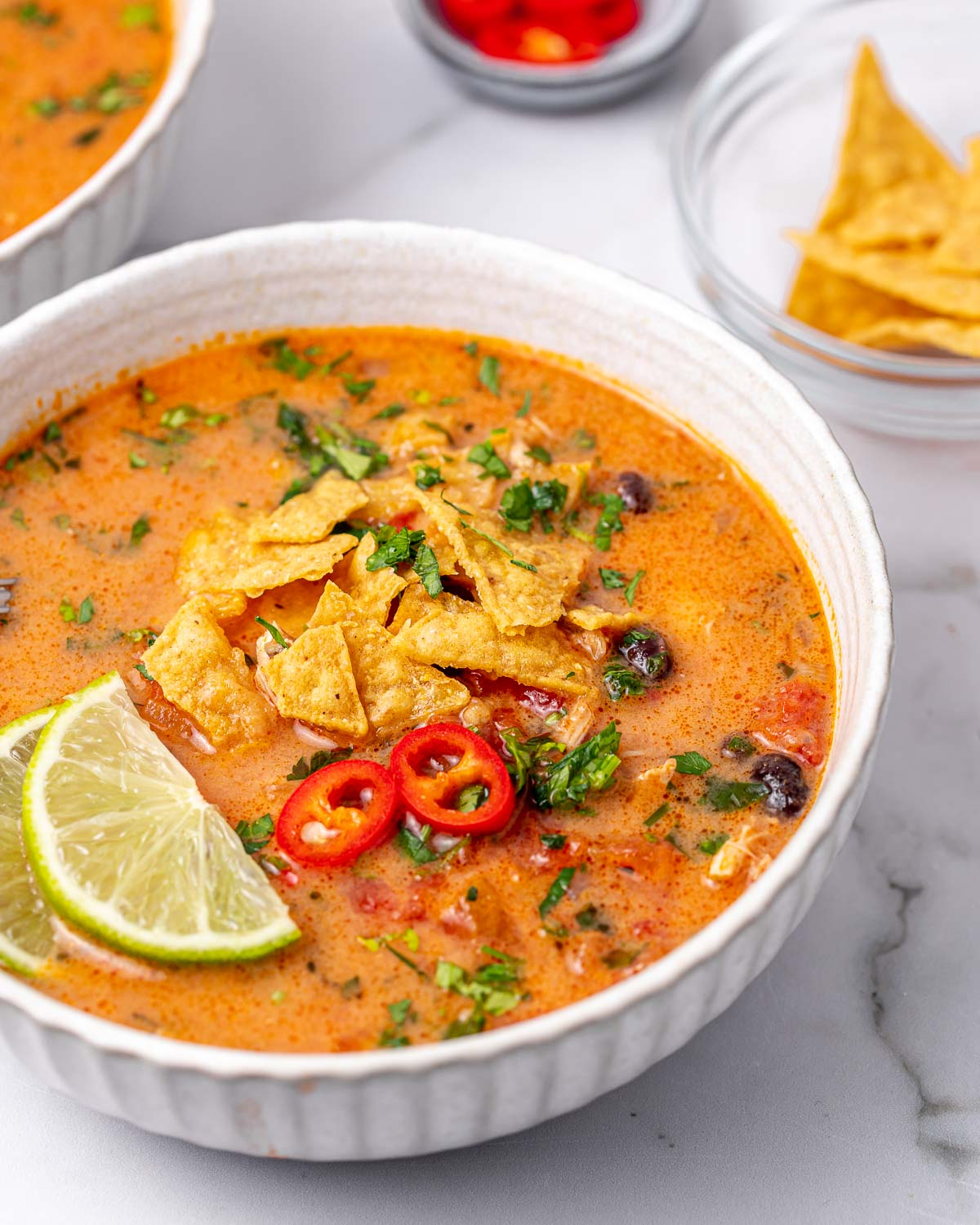 A bowl of creamy taco soup, a delicious keto lunch option