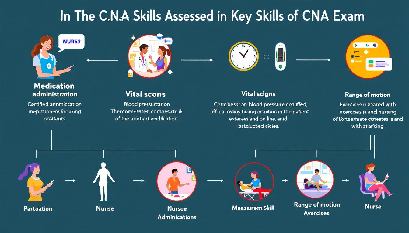 A visual representation of key skills assessed in the CNA exam.