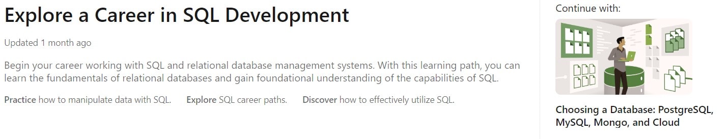 Linkedin Learning #2 Explore a Career in SQL Development