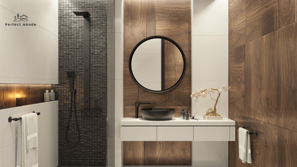 bathroom vanity bathroom walls open and closed storage quartz countertops