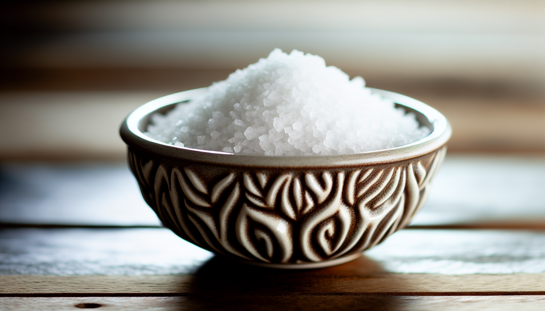 A bowl of dry salt for cleansing crystals