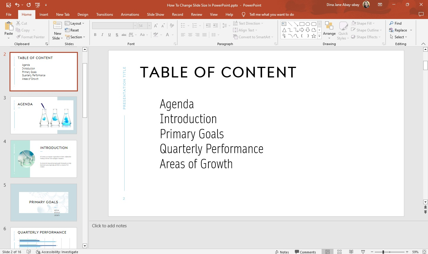 you already have your table of content preview on your slide deck.