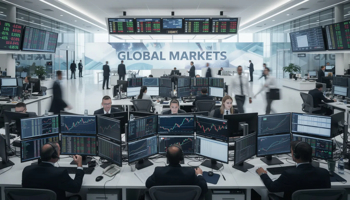 The image depicts a bustling stock trading floor filled with traders focused on their computer screens, analyzing market data and making quick decisions. This scene reflects the dynamic nature of the cannabis industry as it navigates potential cannabis rescheduling and related federal regulations.