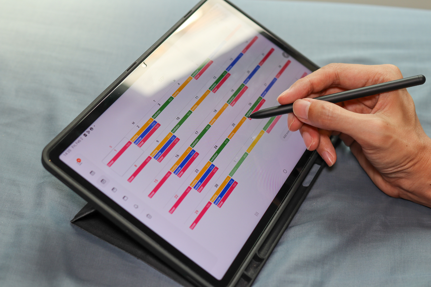 Digital checklist on a tab screen.